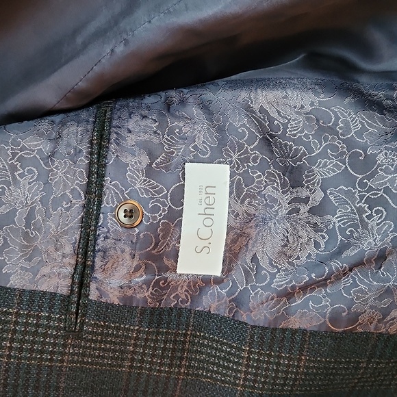 S.Cohen wool sport jacket in dark green and blue, size 42R - Picture 6 of 13